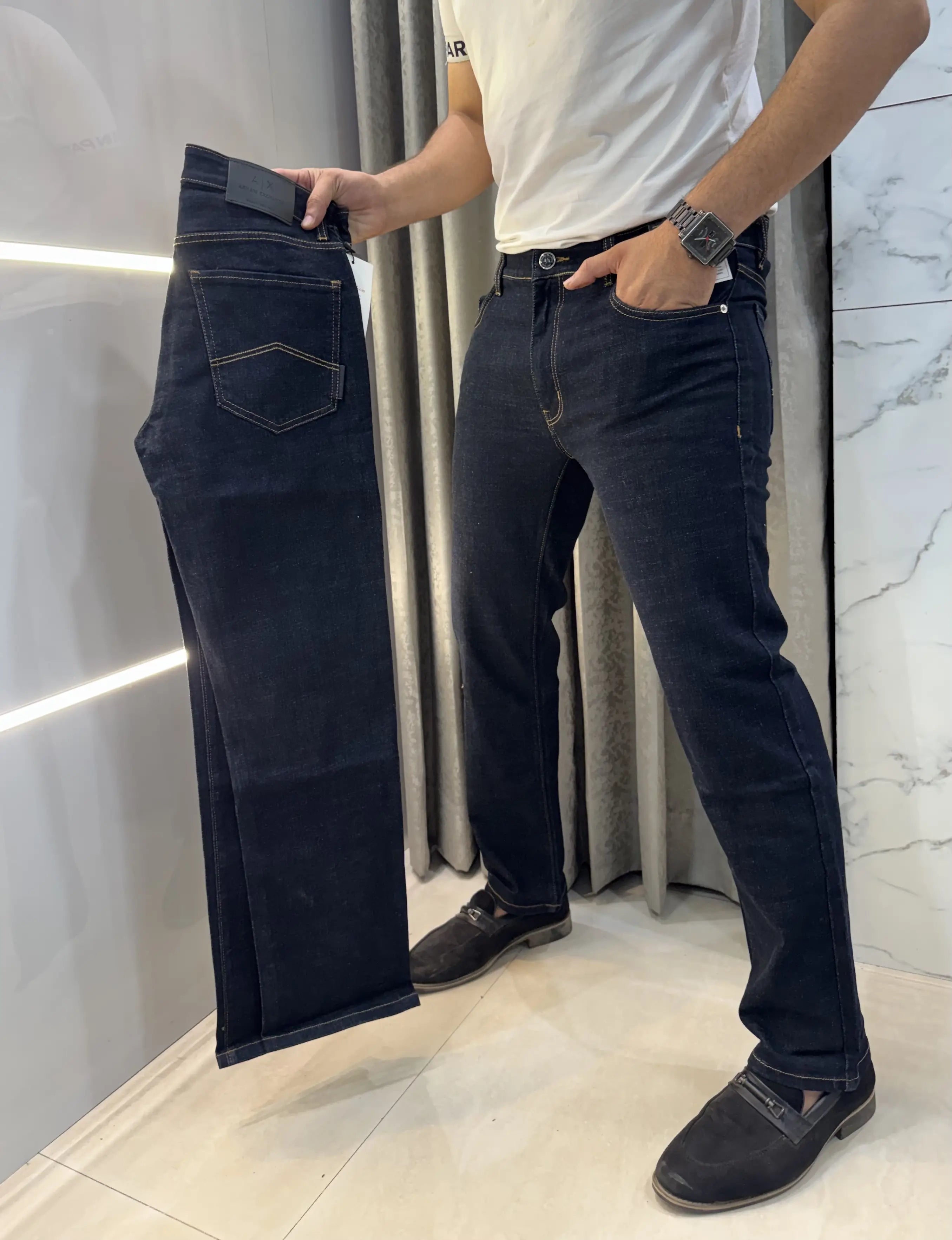 Armani Exchange Dark Blue Imported Hyperflex Denim