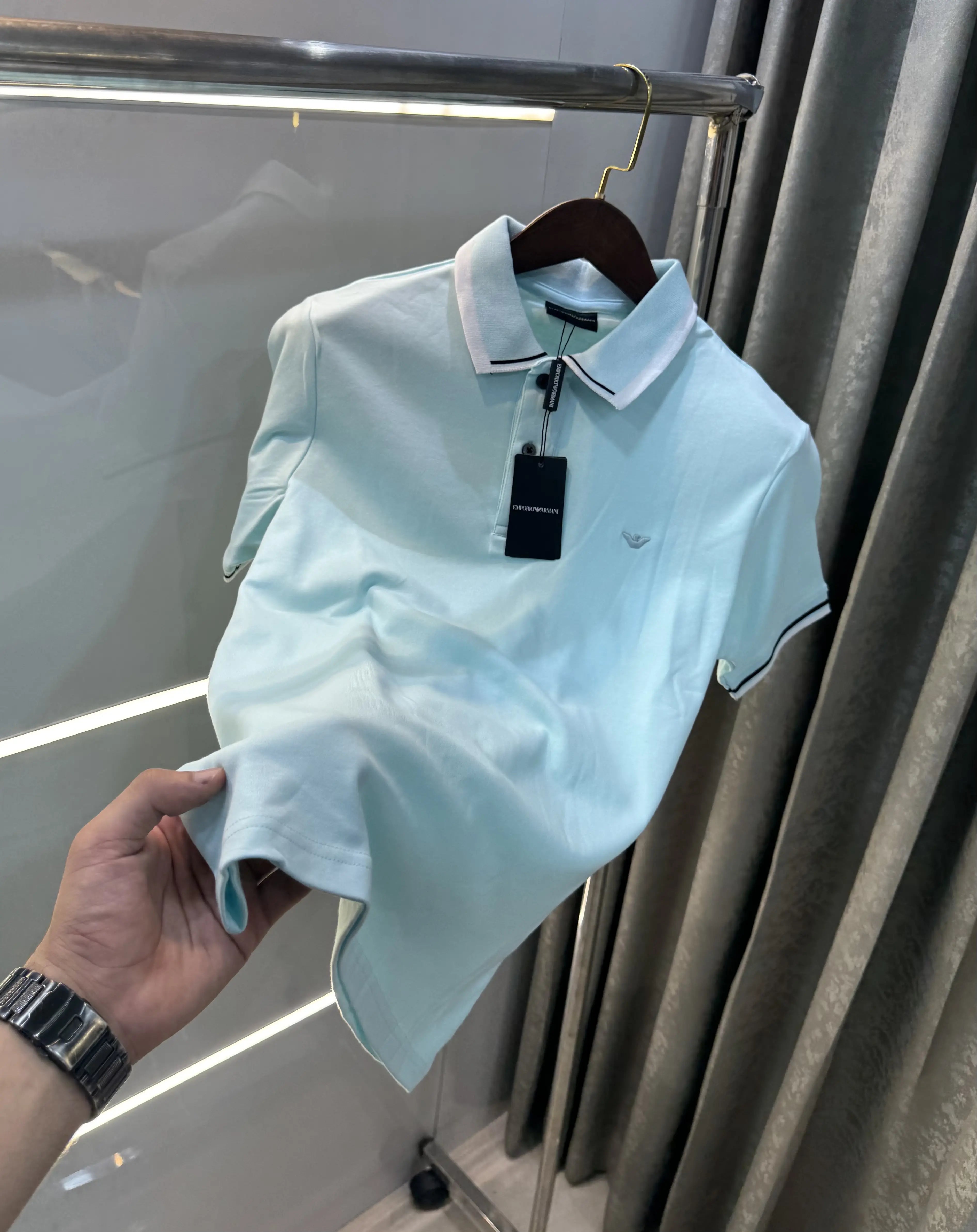 Emporio Armani Sky Blue Premium Polo T-Shirt Main image