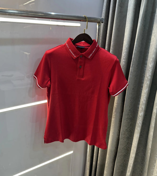 Emporio Armani Red Premium Polo T-Shirt