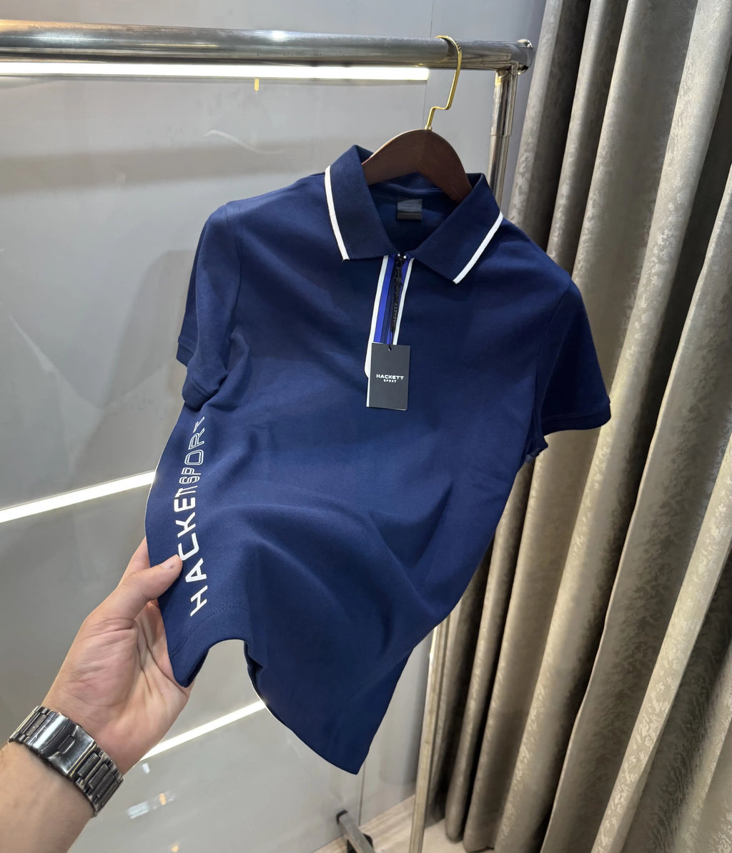 Hacket Navy Blue Logo Work Premium Polo T-Shirt