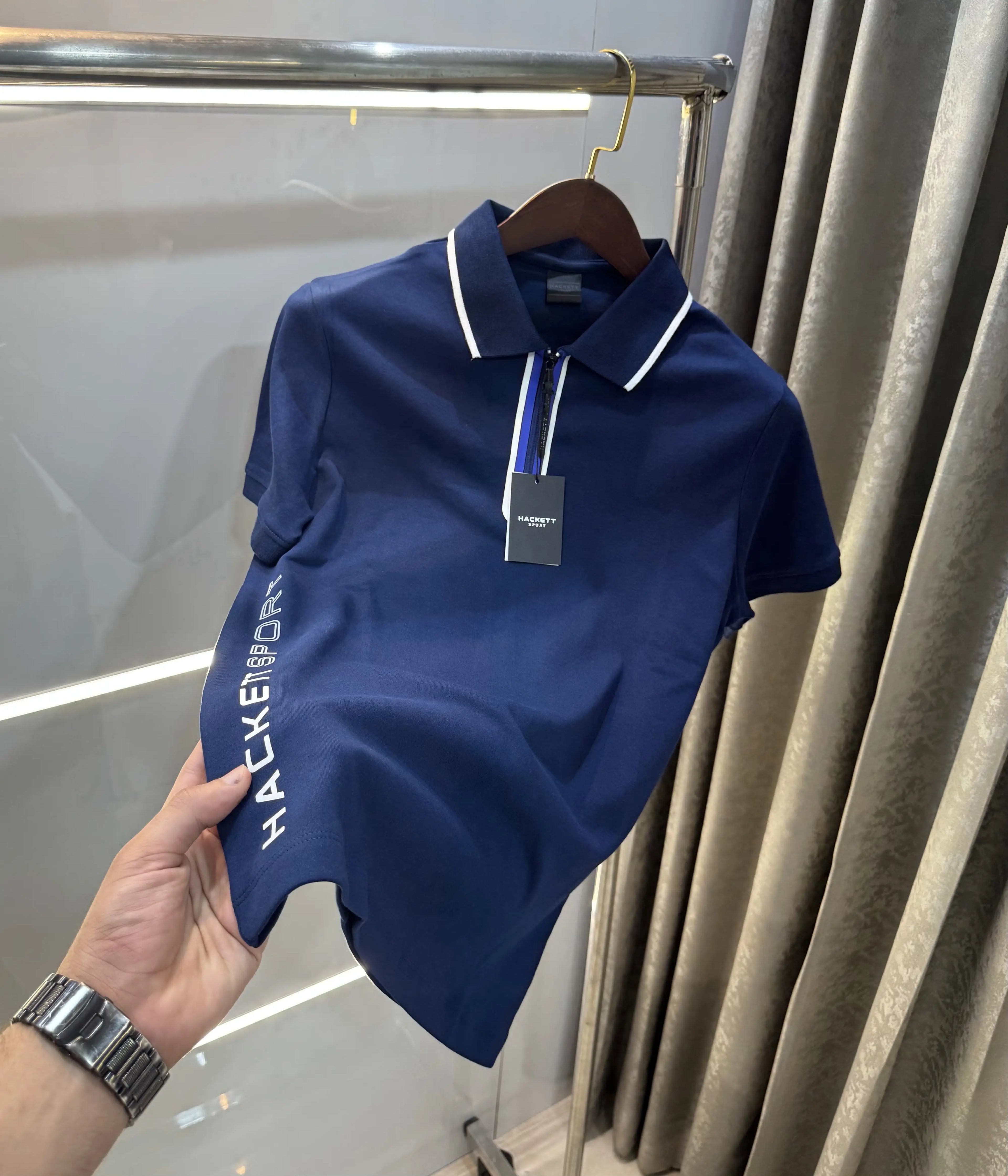 Hacket Navy Blue Logo Work Premium Polo T-Shirt