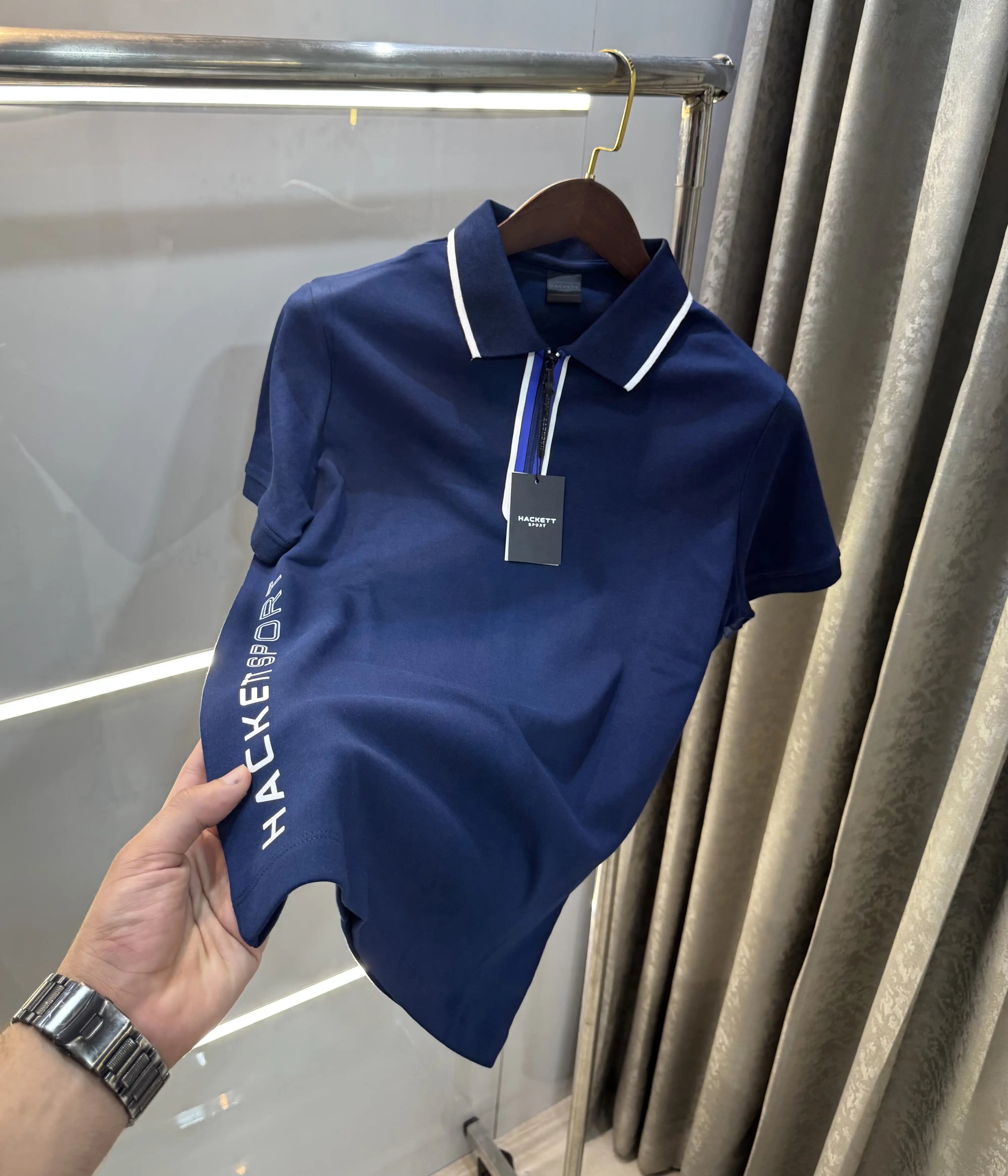 Hacket Navy Blue Logo Work Premium Polo T-Shirt Main image