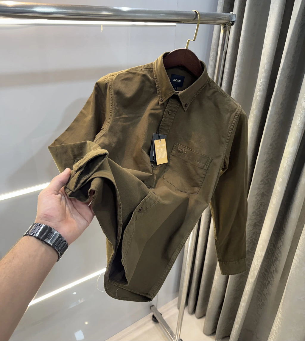 Hugo Boss Brown Logo Work Premium Shirt