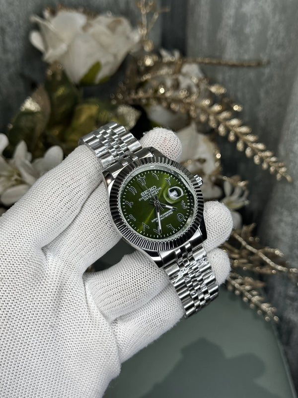 Seiko Datejust Silver Olive Arabic Dial Premium Watch