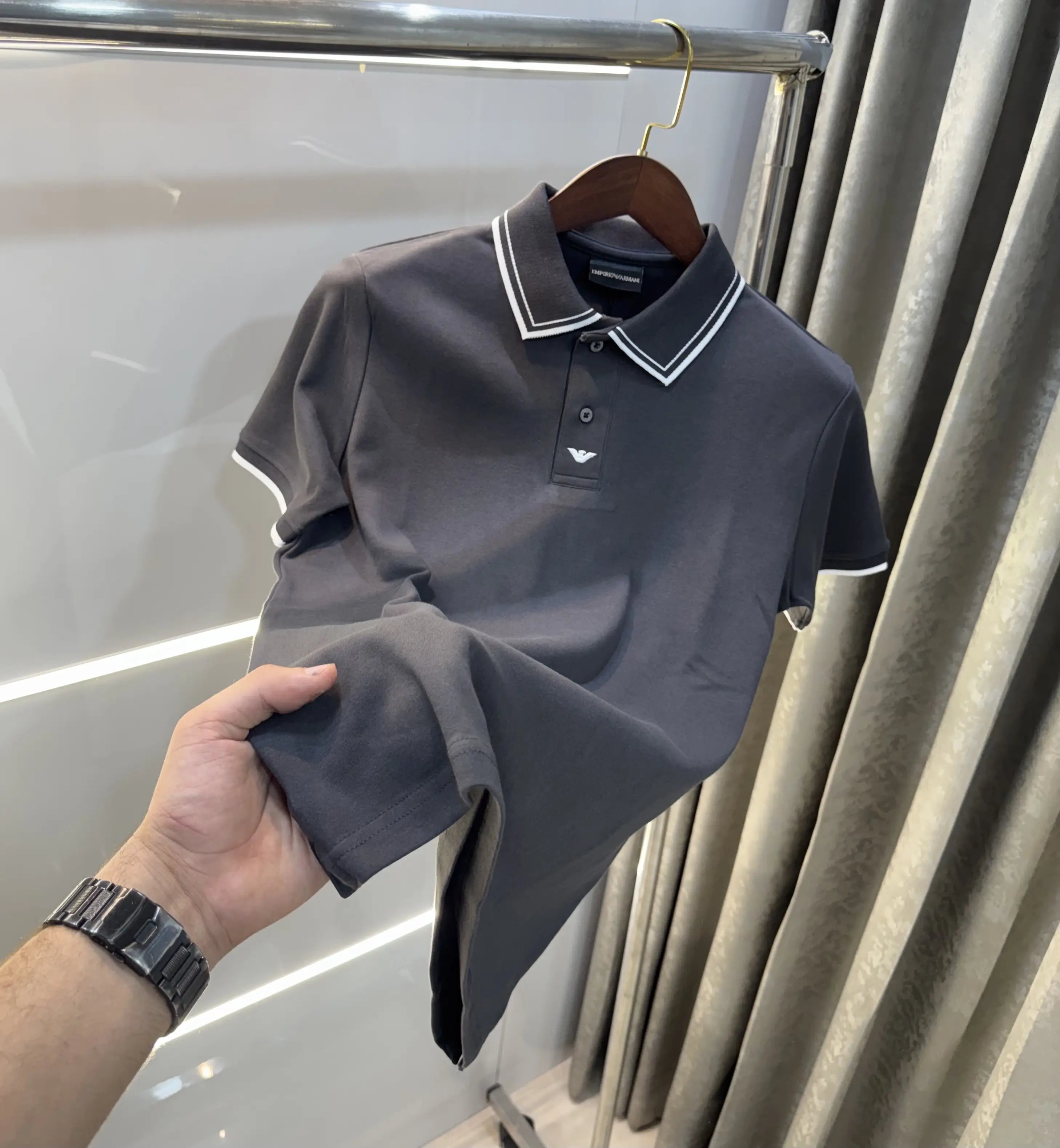 Emporio Armani Grey Premium Polo T-Shirt