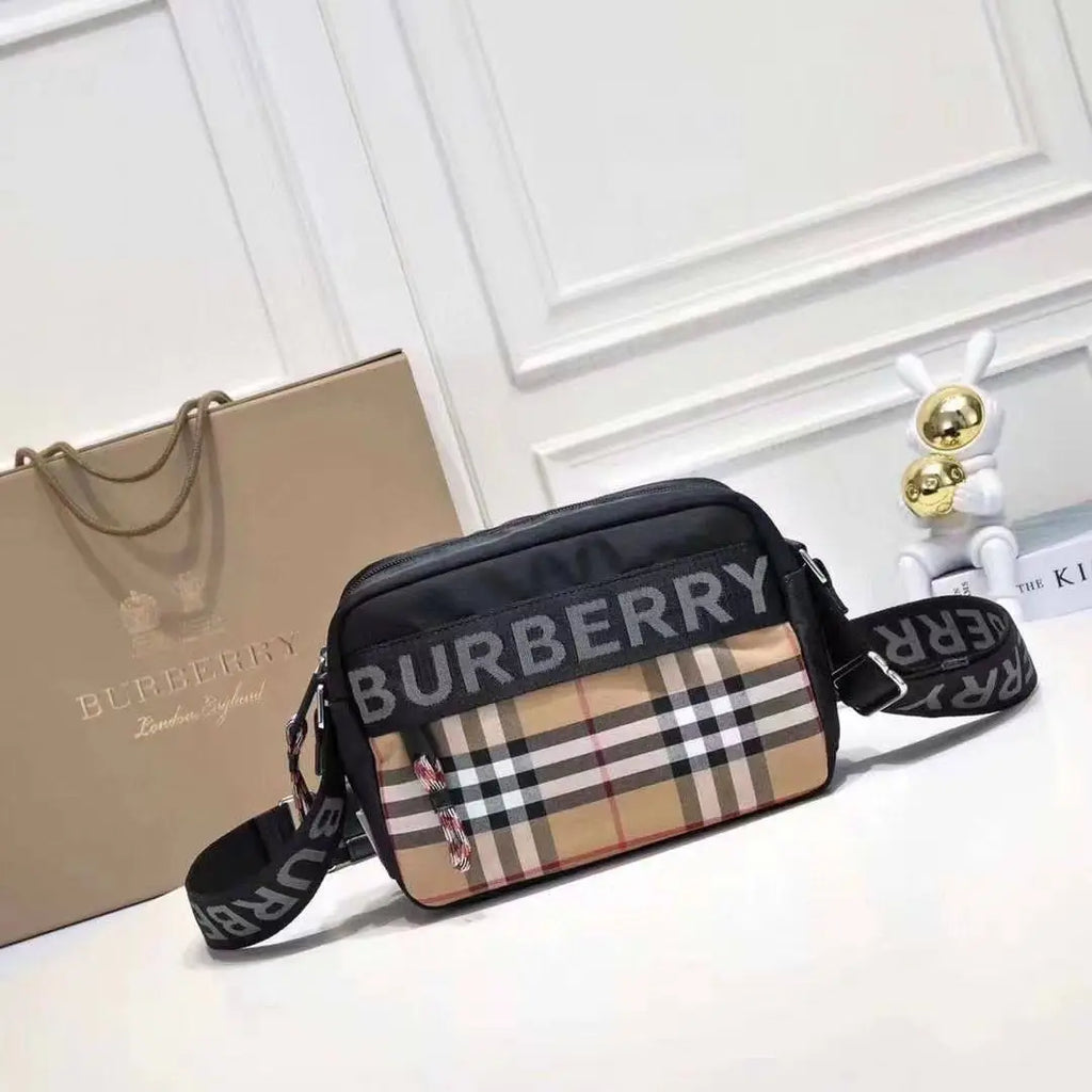 BURBERRY CHECKS ECONYL LOGO CROSSBODY SLING BAG WITH OG BOX CARD AND DUSTBAG
