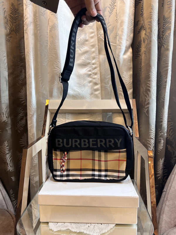 BURBERRY CHECKS ECONYL LOGO CROSSBODY SLING BAG WITH OG BOX CARD AND DUSTBAG