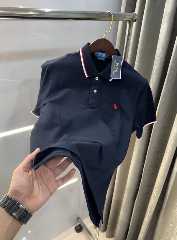 Ralph Lauren Navy Blue Embroidery Logo Premium Classic Polo T-Shirt