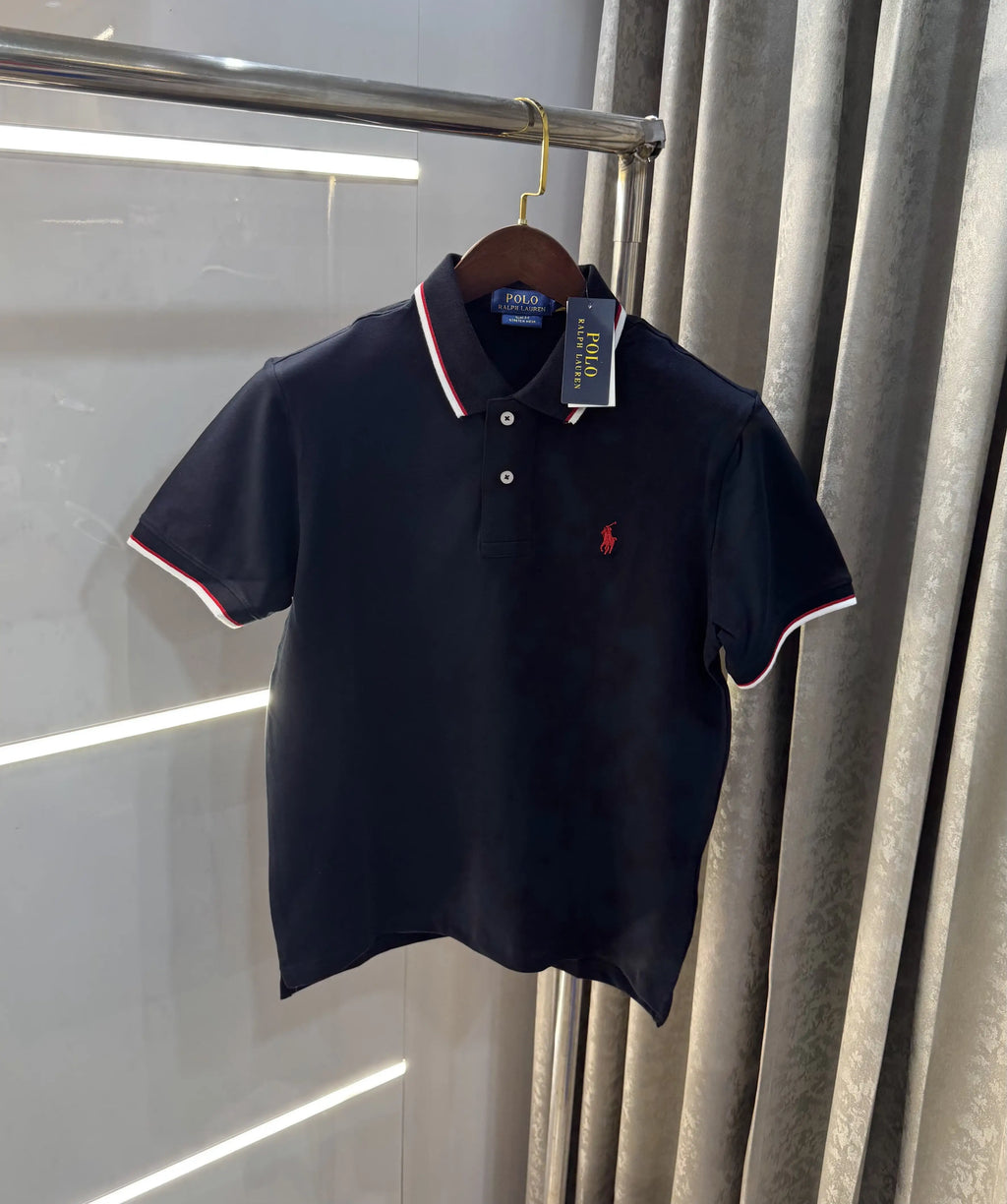 Ralph Lauren Navy Blue Embroidery Logo Premium Classic Polo T-Shirt