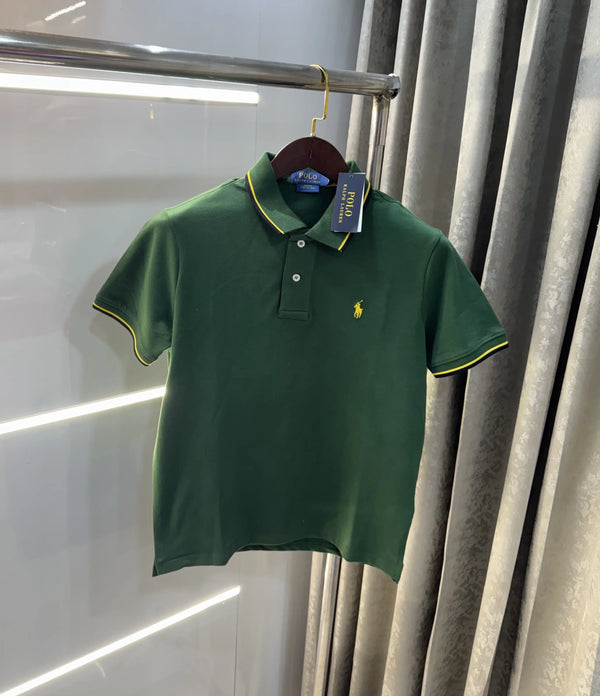 Ralph Lauren Olive Green Embroidery Logo Premium Classic Polo T-Shirt
