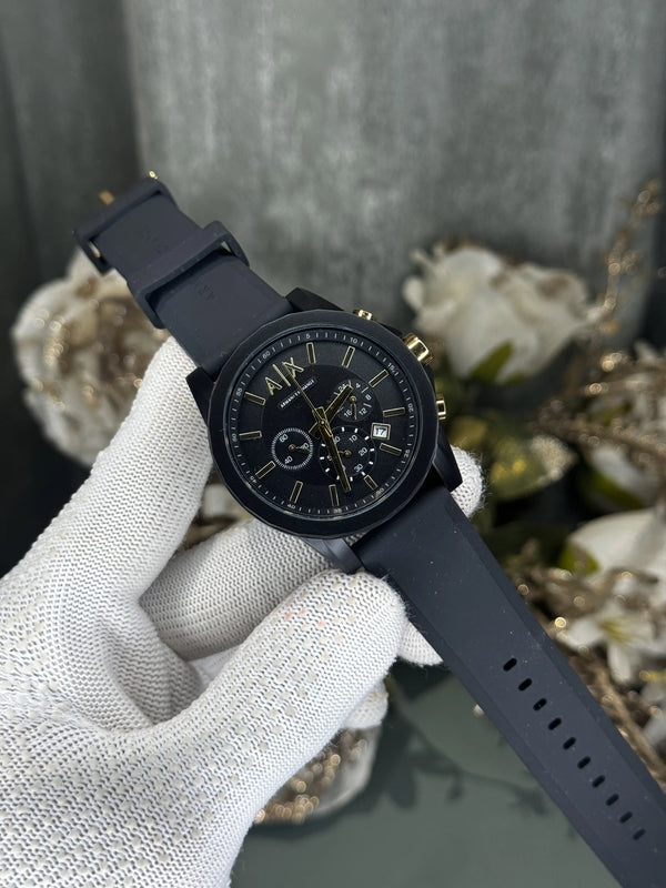 Arman i Exchange All Black With Gold Chronograph Watch