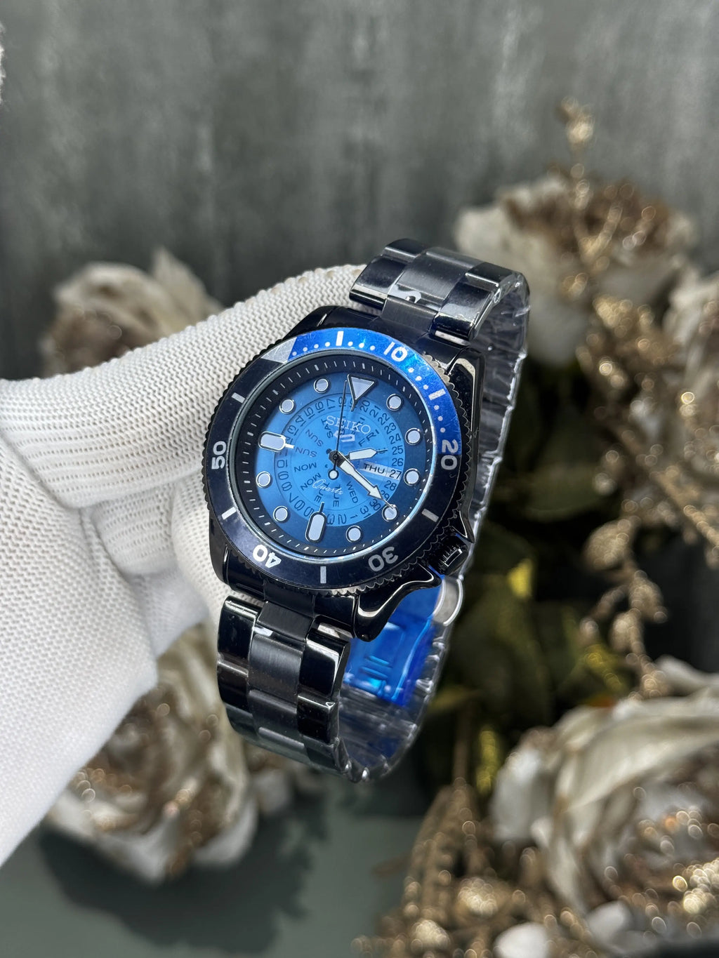 Seiko Black Blue Premium Quartz Watch