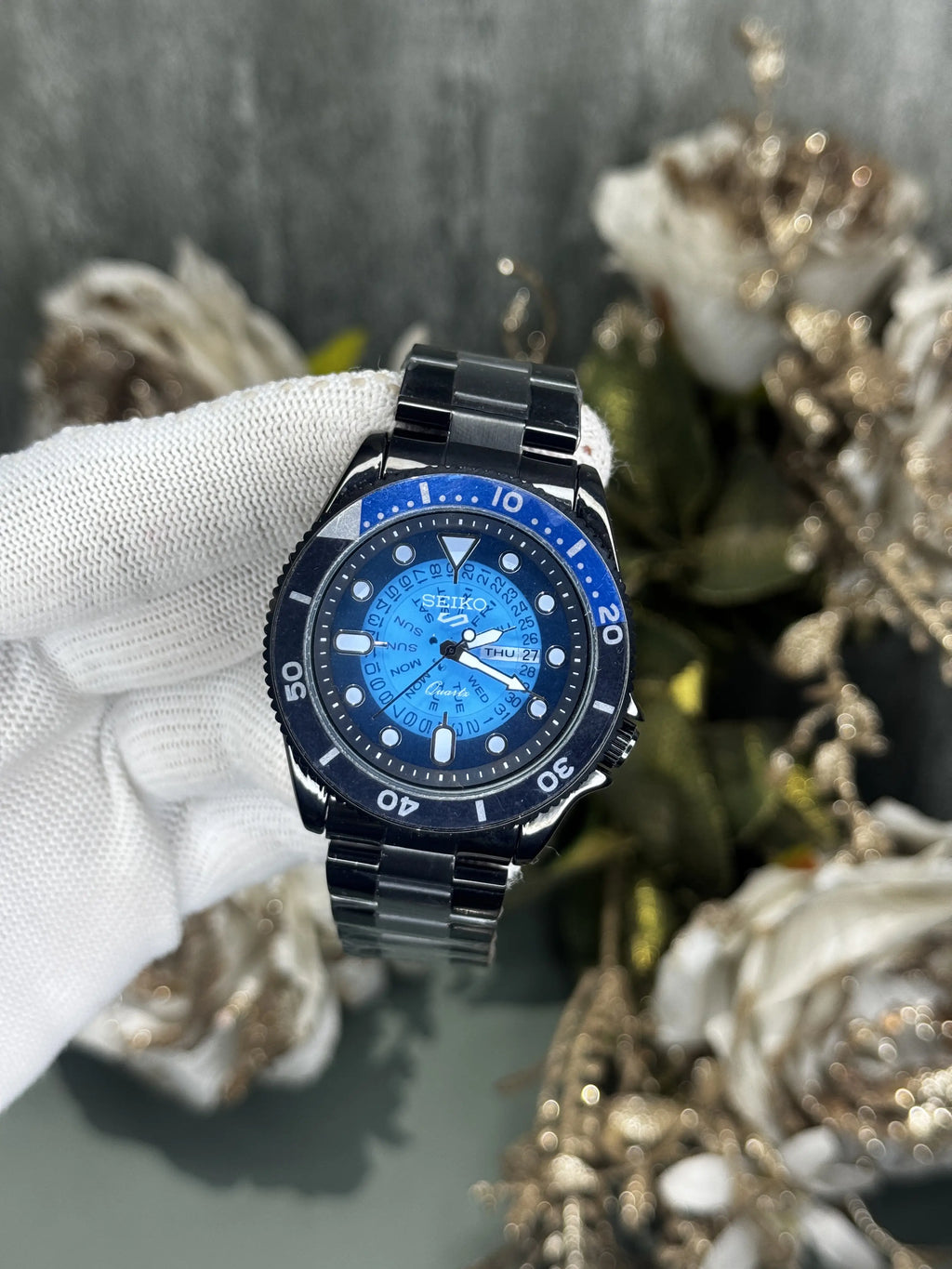 Seiko Black Blue Premium Quartz Watch