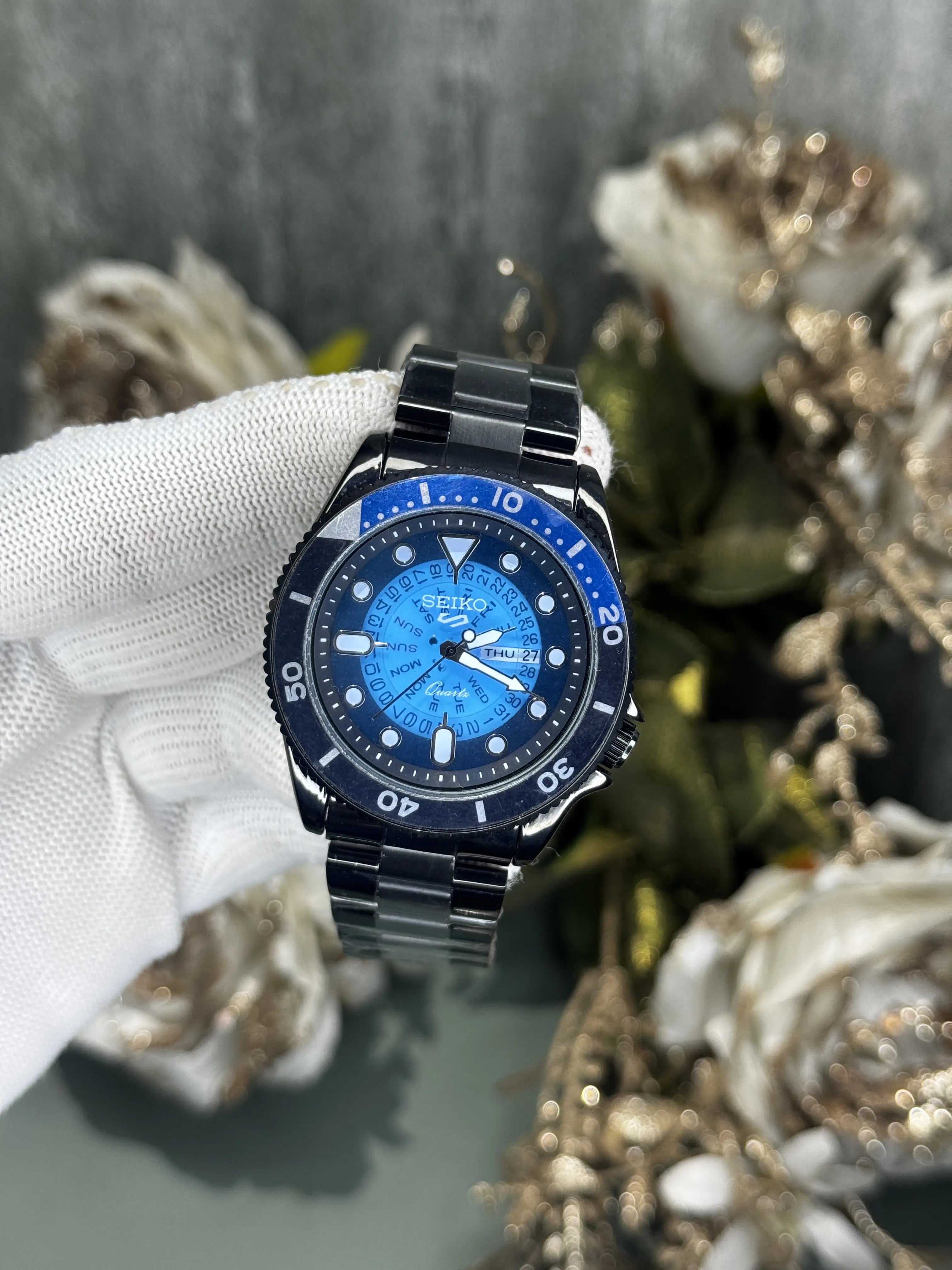 Seiko Black Blue Premium Quartz Watch