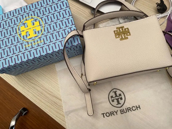 TORY BURCH BRITTEN SATCHEL PREMIUM BAG WITH OG BOX AND ACCESSORIES