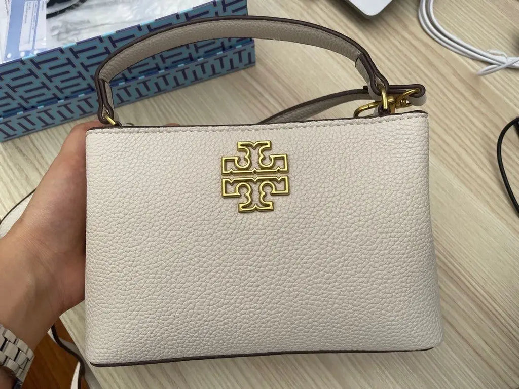 TORY BURCH BRITTEN SATCHEL PREMIUM BAG WITH OG BOX AND ACCESSORIES