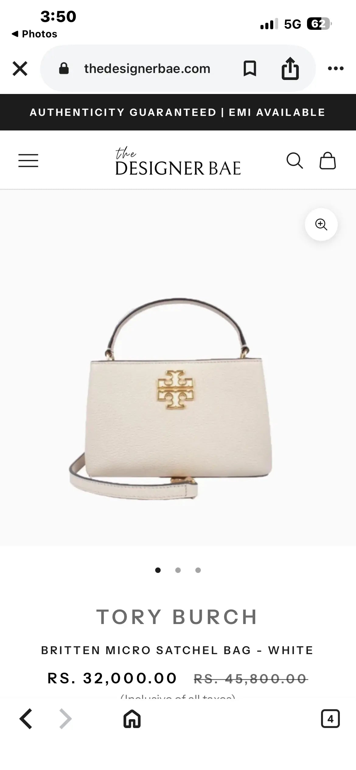 TORY BURCH BRITTEN SATCHEL PREMIUM BAG WITH OG BOX AND ACCESSORIES