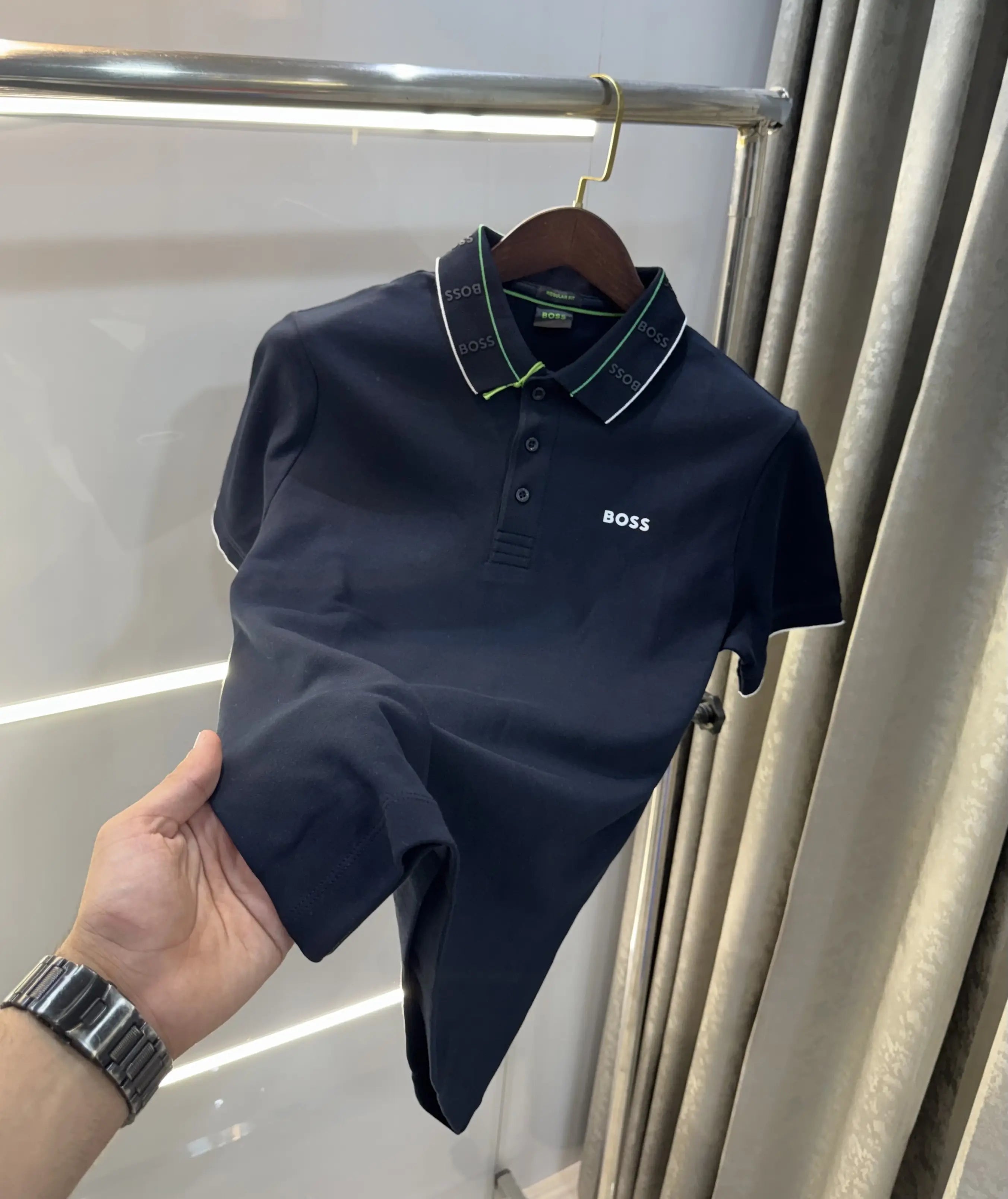 Hugo Boss Navy Blue Premium Polo T-shirt