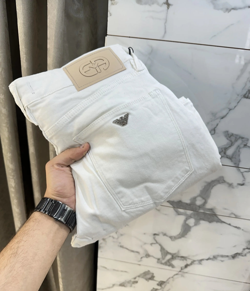 Emporio Armani White Imported BootCut  Denim