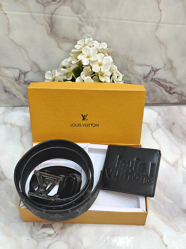 LV LOUIS VUITTON PREMIUM QUALITY REVERSEABLE BELT & PREMIUM WALLET COMBO WITH OG BOX