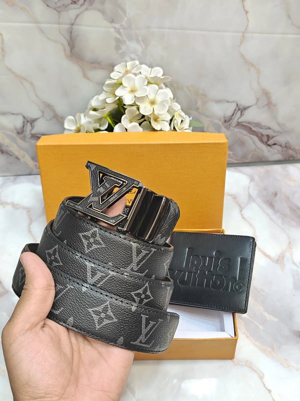LV LOUIS VUITTON PREMIUM QUALITY REVERSEABLE BELT & PREMIUM WALLET COMBO WITH OG BOX