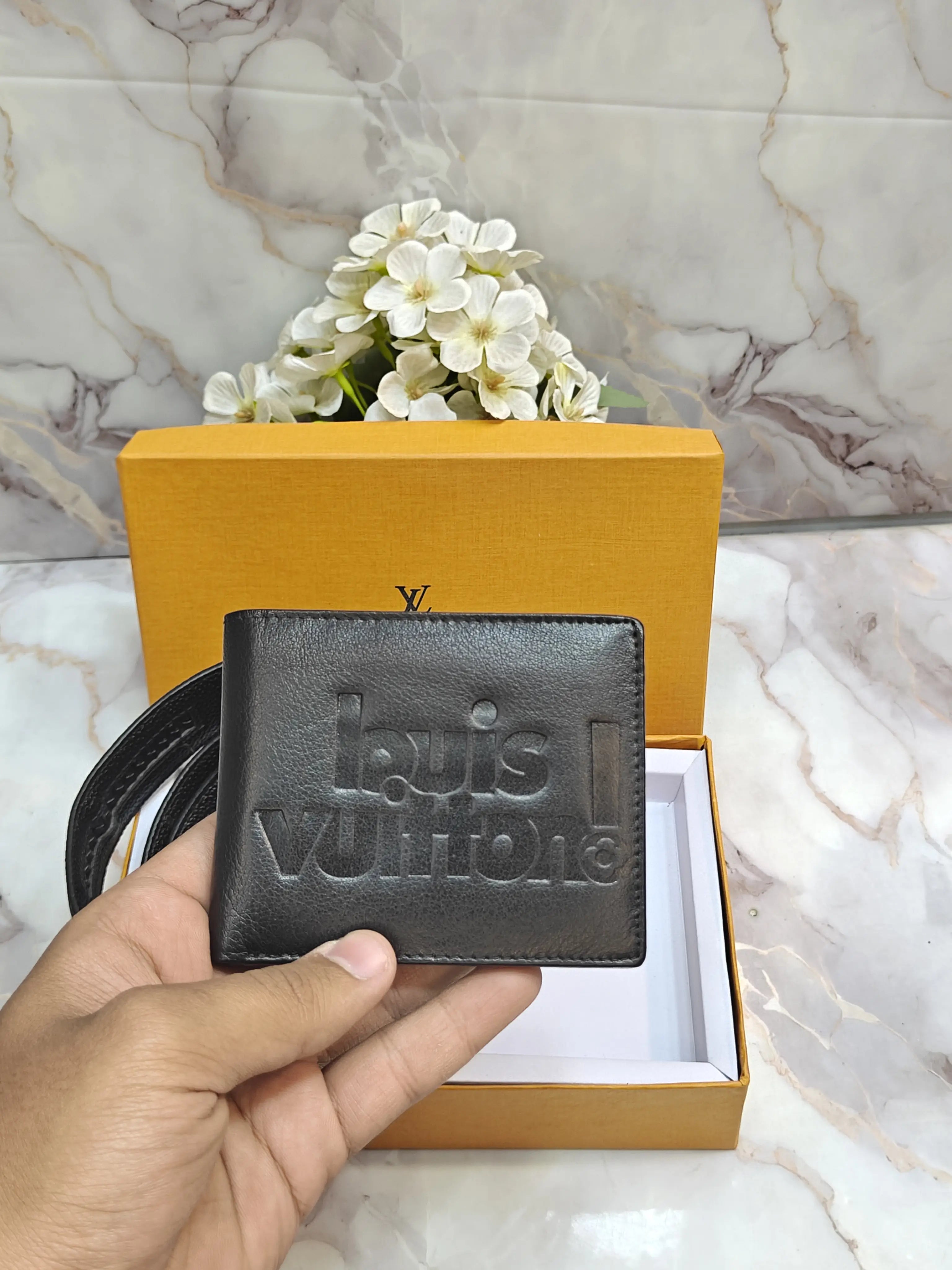 LV LOUIS VUITTON PREMIUM QUALITY REVERSEABLE BELT & PREMIUM WALLET COMBO WITH OG BOX