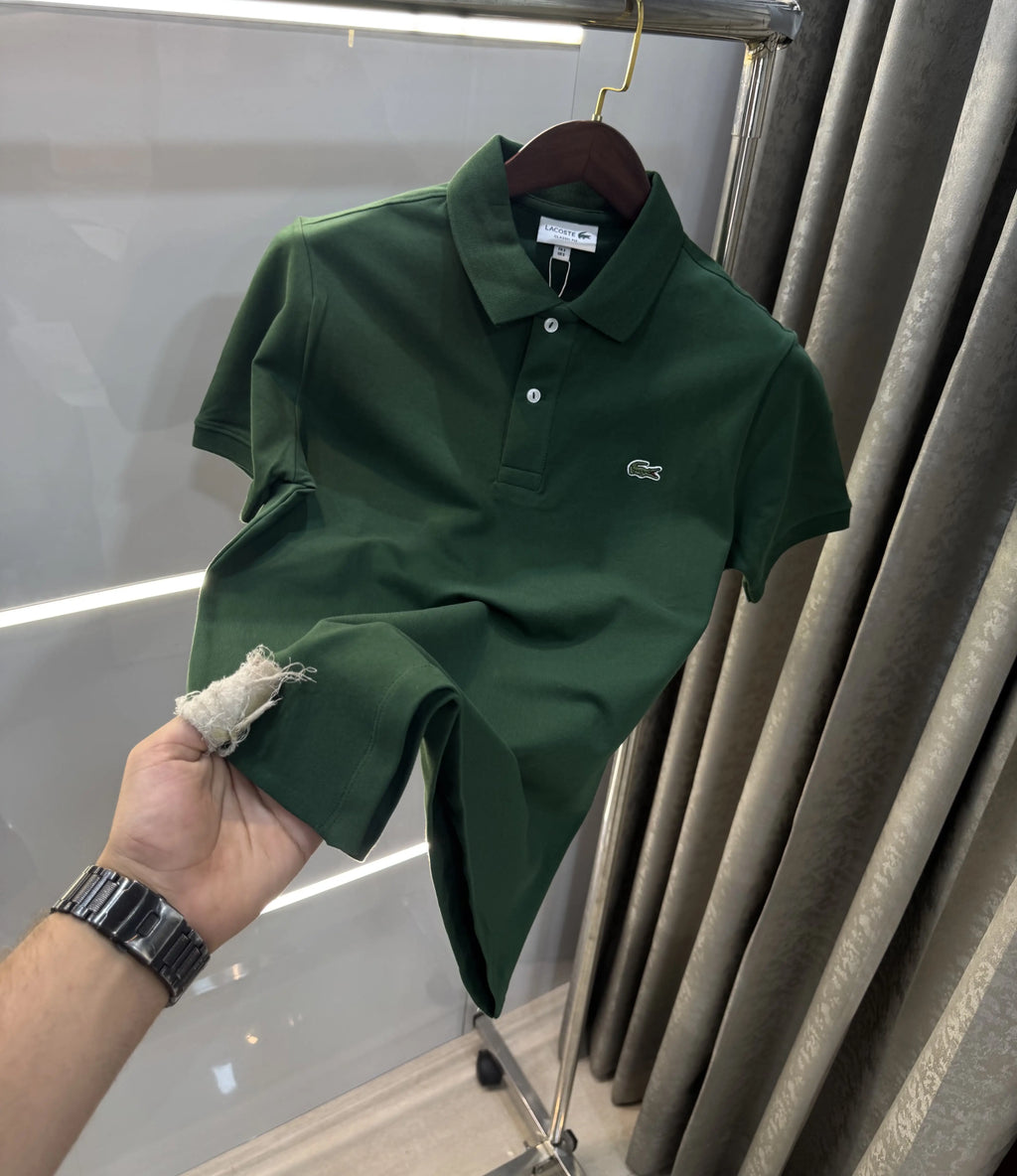 Lacost e Olive Embroidery Logo Premium Polo T-Shirt
