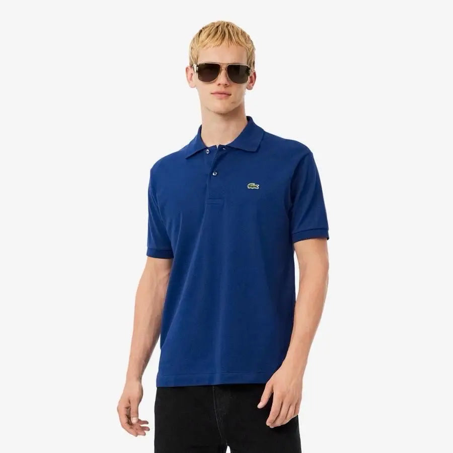 Lacost e Petrol Blue Embroidery Logo Premium Polo T-Shirt