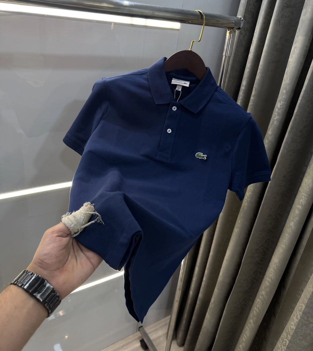 Lacost e Petrol Blue Embroidery Logo Premium Polo T-Shirt