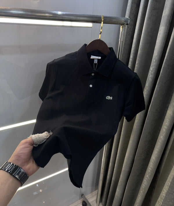 Lacost e Black Embroidery Logo Premium Polo T-Shirt