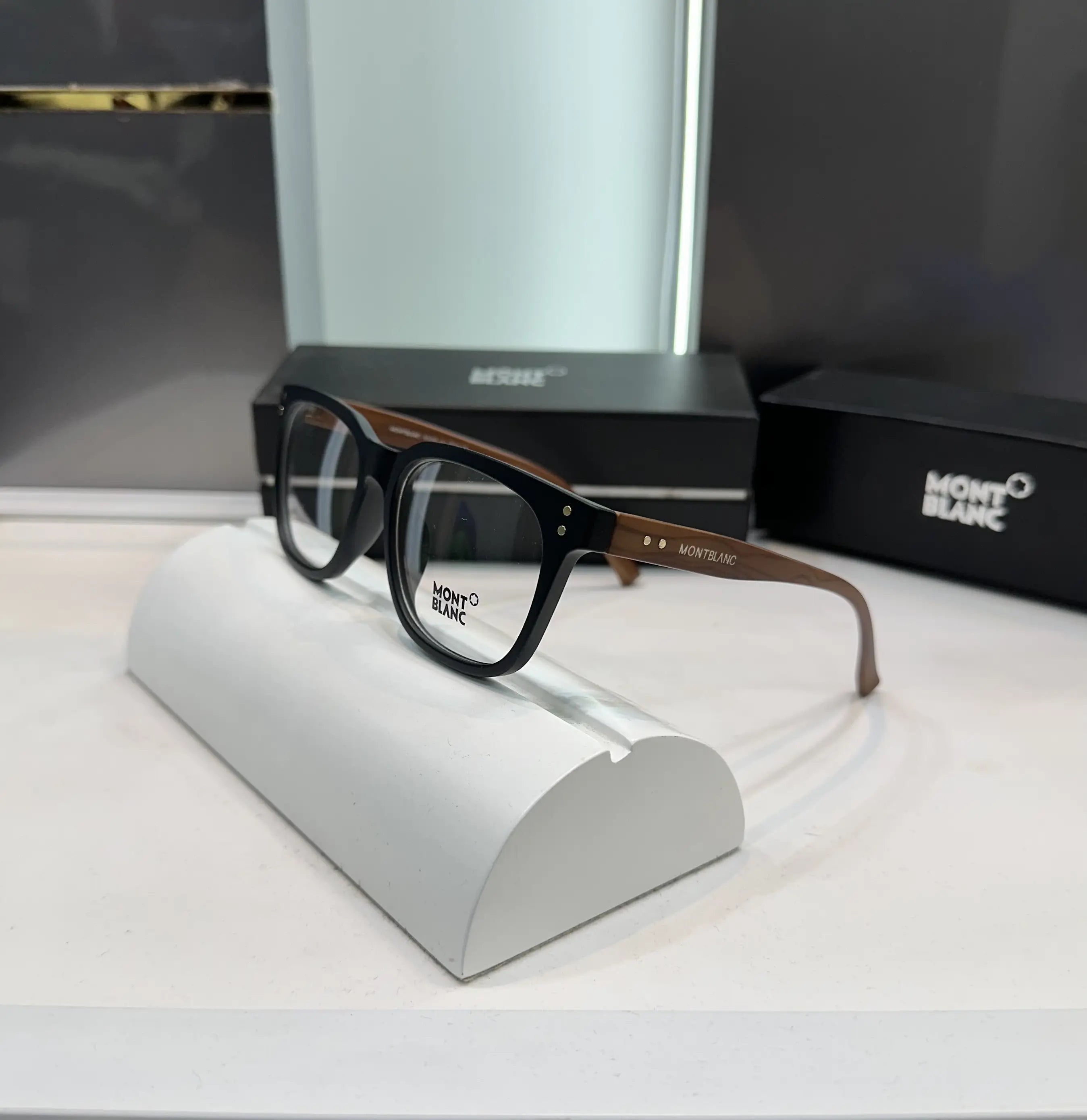Mont Blanc Wooden Matt Black Premium Glasses 5181