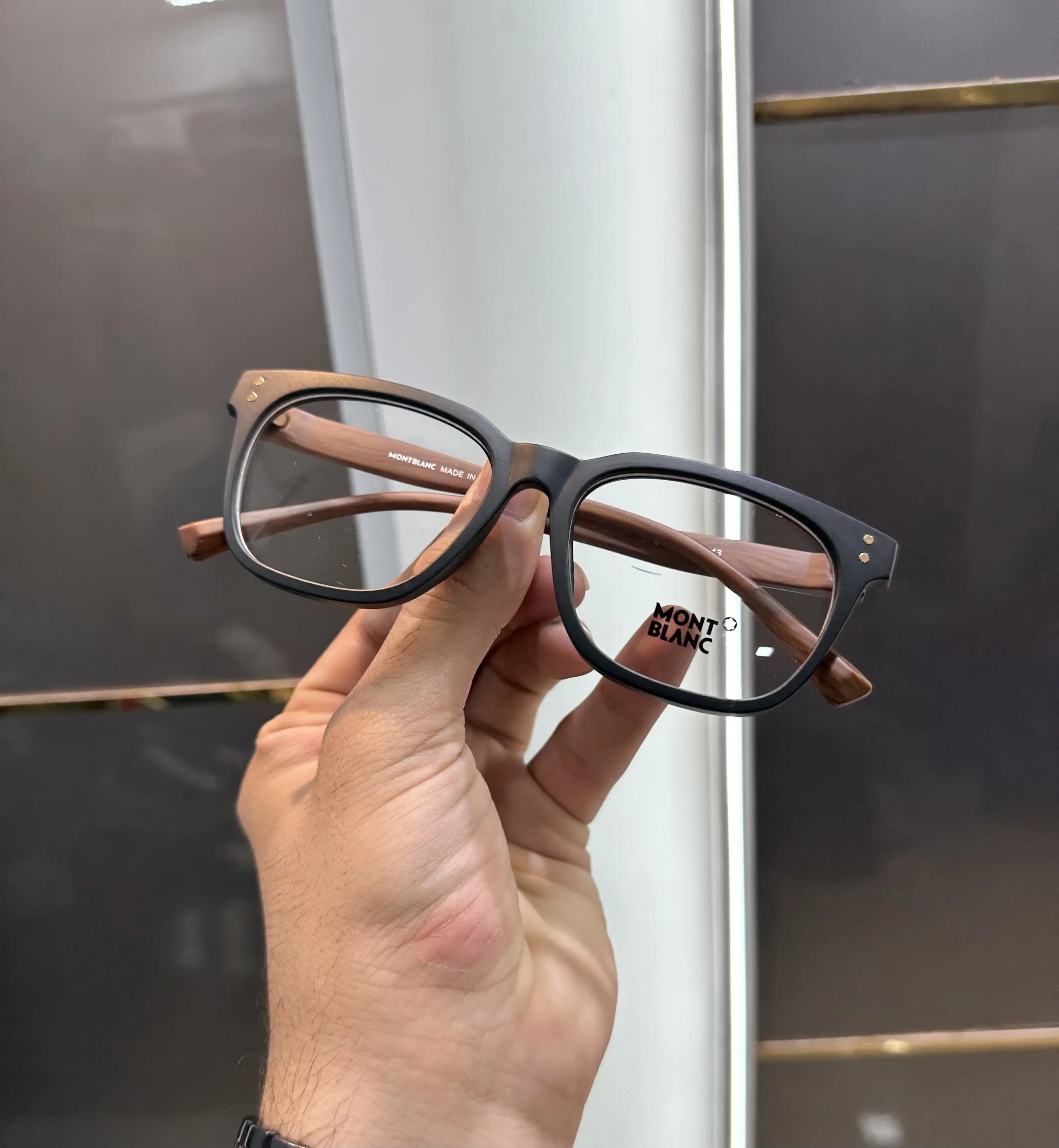 Mont Blanc Wooden Matt Black Premium Glasses 5181
