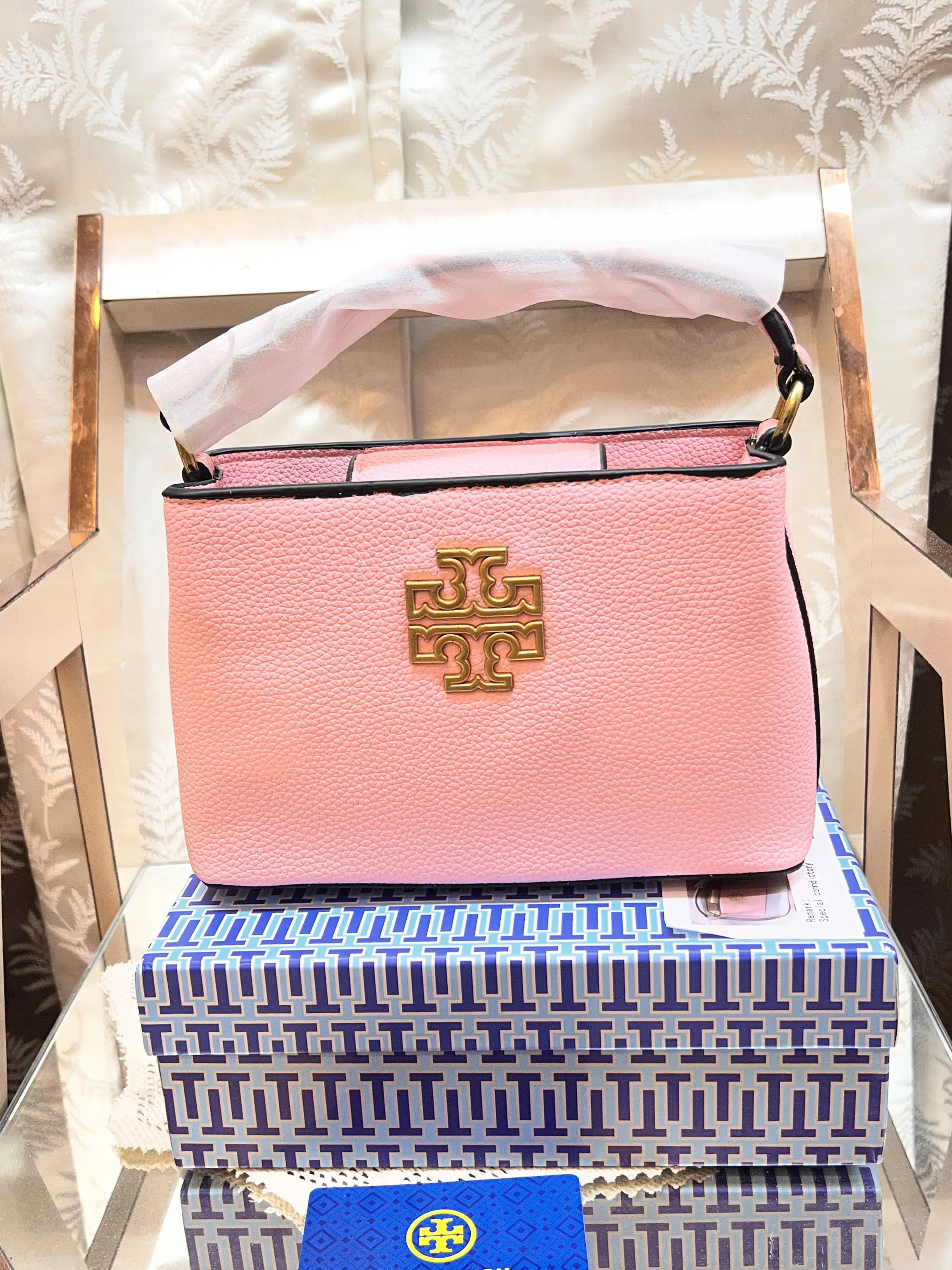 TORY BURCH BRITTEN MICRO SATCHEL PREMIUM HANDBAG WITH OG BOX AND ACCESSORIES