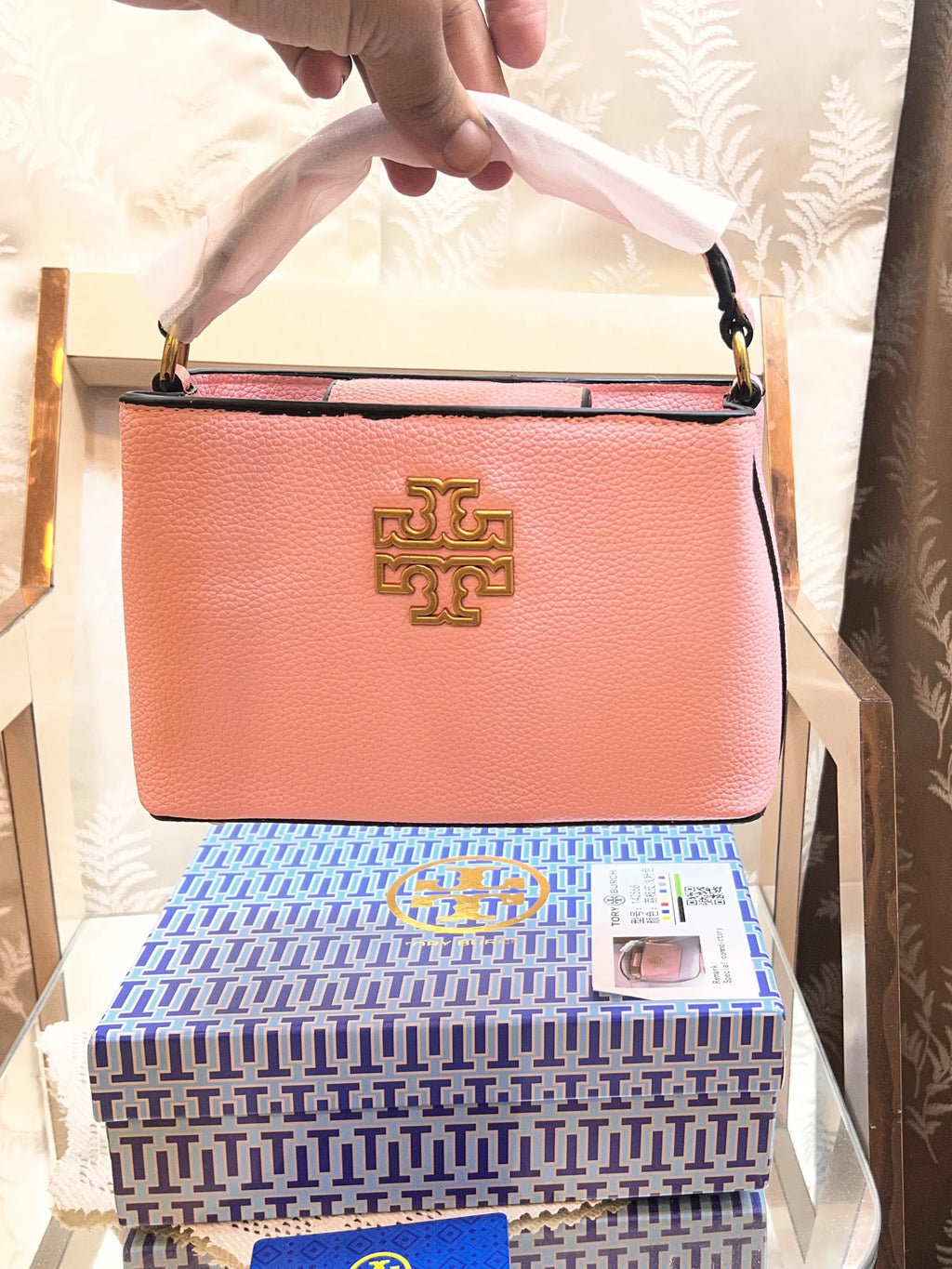 TORY BURCH BRITTEN MICRO SATCHEL PREMIUM HANDBAG WITH OG BOX AND ACCESSORIES