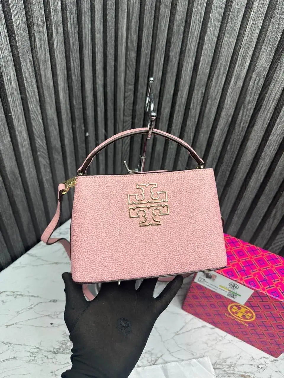 TORY BURCH BRITTEN MICRO SATCHEL PREMIUM HANDBAG WITH OG BOX AND ACCESSORIES