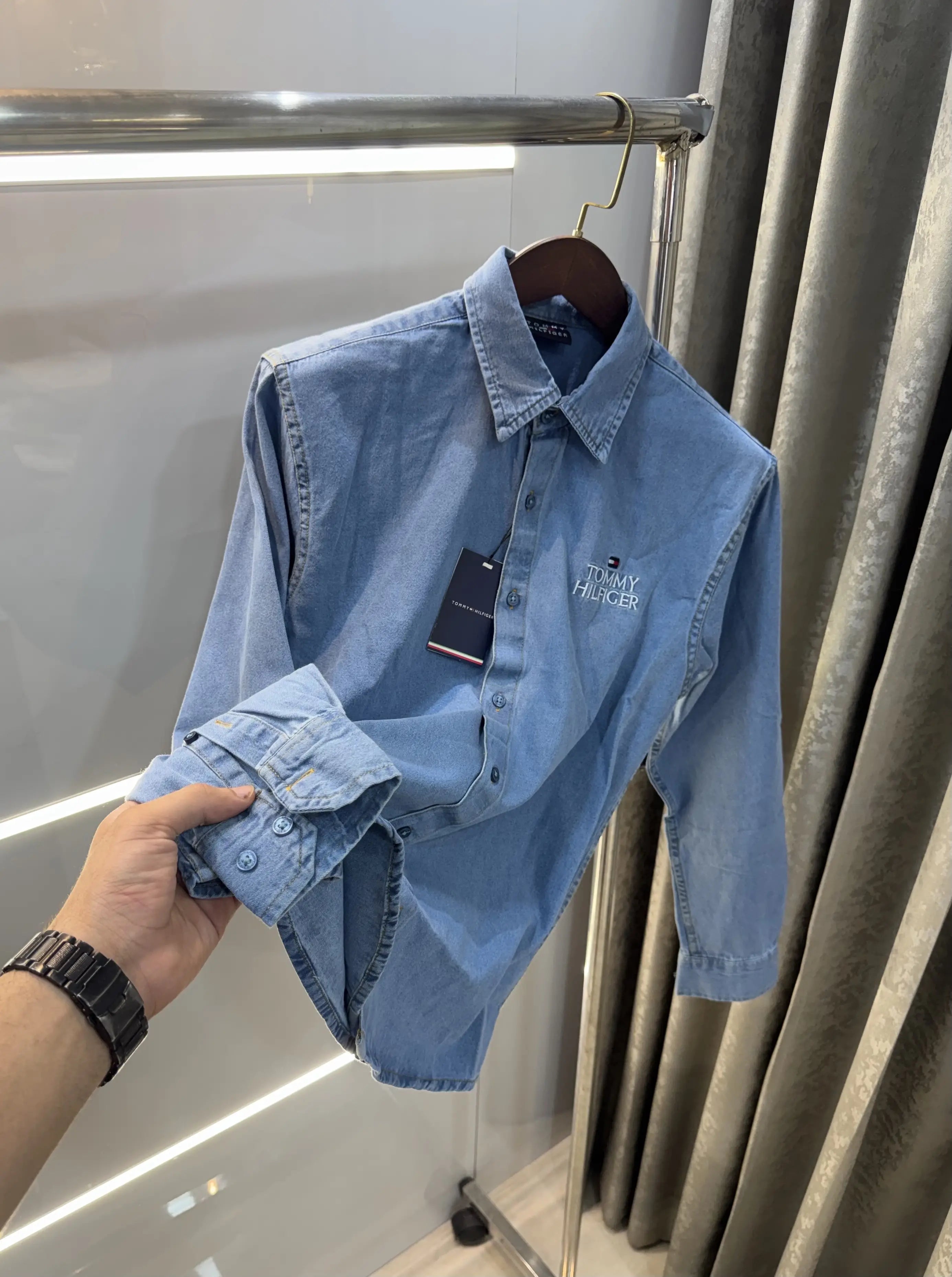 Tommy Hilfiger Sky Blue Logo Work Premium Shirt