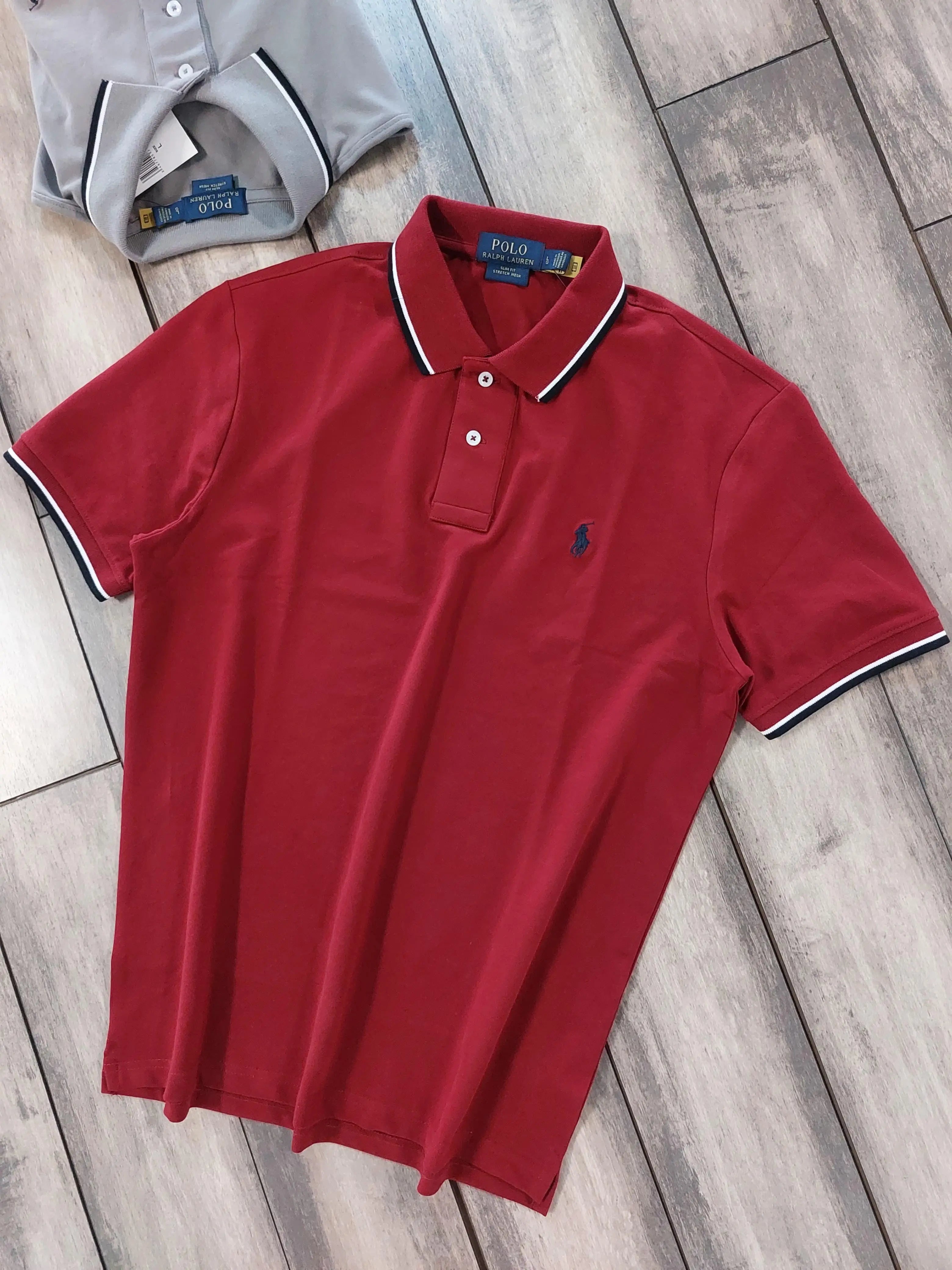 Ralph Lauren Maroon Embroidery Logo Premium Classic Polo T-Shirt Main image