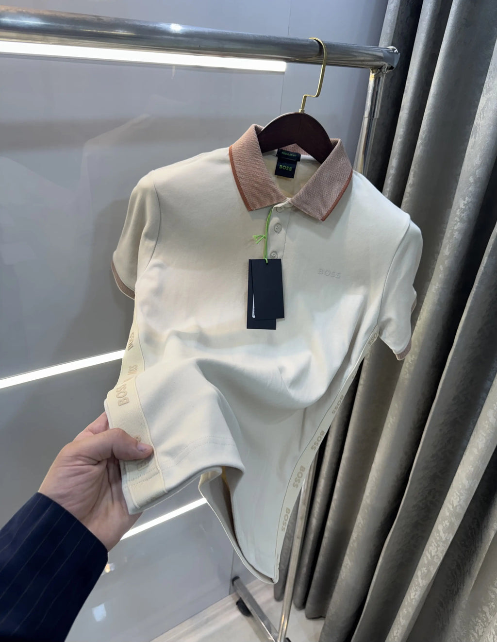 Hugo  Boss Beige Premium Polo T-shirt