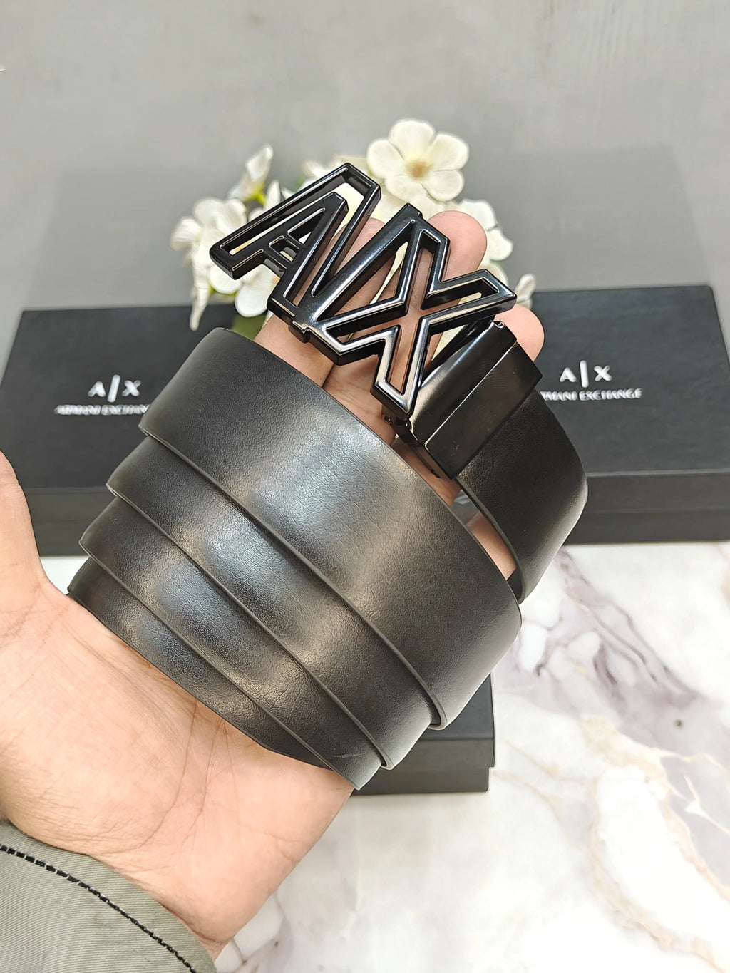 AX ARMANI EXCHANGE PREMIUM QUALITY REVERSEABLE BELT WITH OG BOX AX-122