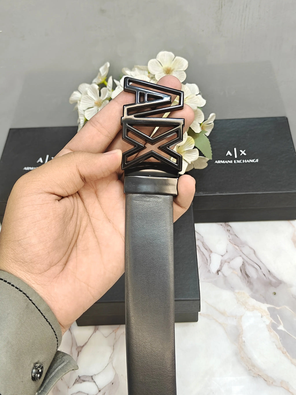 AX ARMANI EXCHANGE PREMIUM QUALITY REVERSEABLE BELT WITH OG BOX AX-122