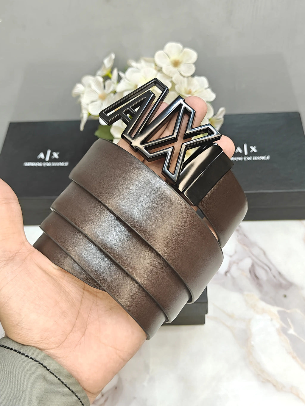 AX ARMANI EXCHANGE PREMIUM QUALITY REVERSEABLE BELT WITH OG BOX AX-122