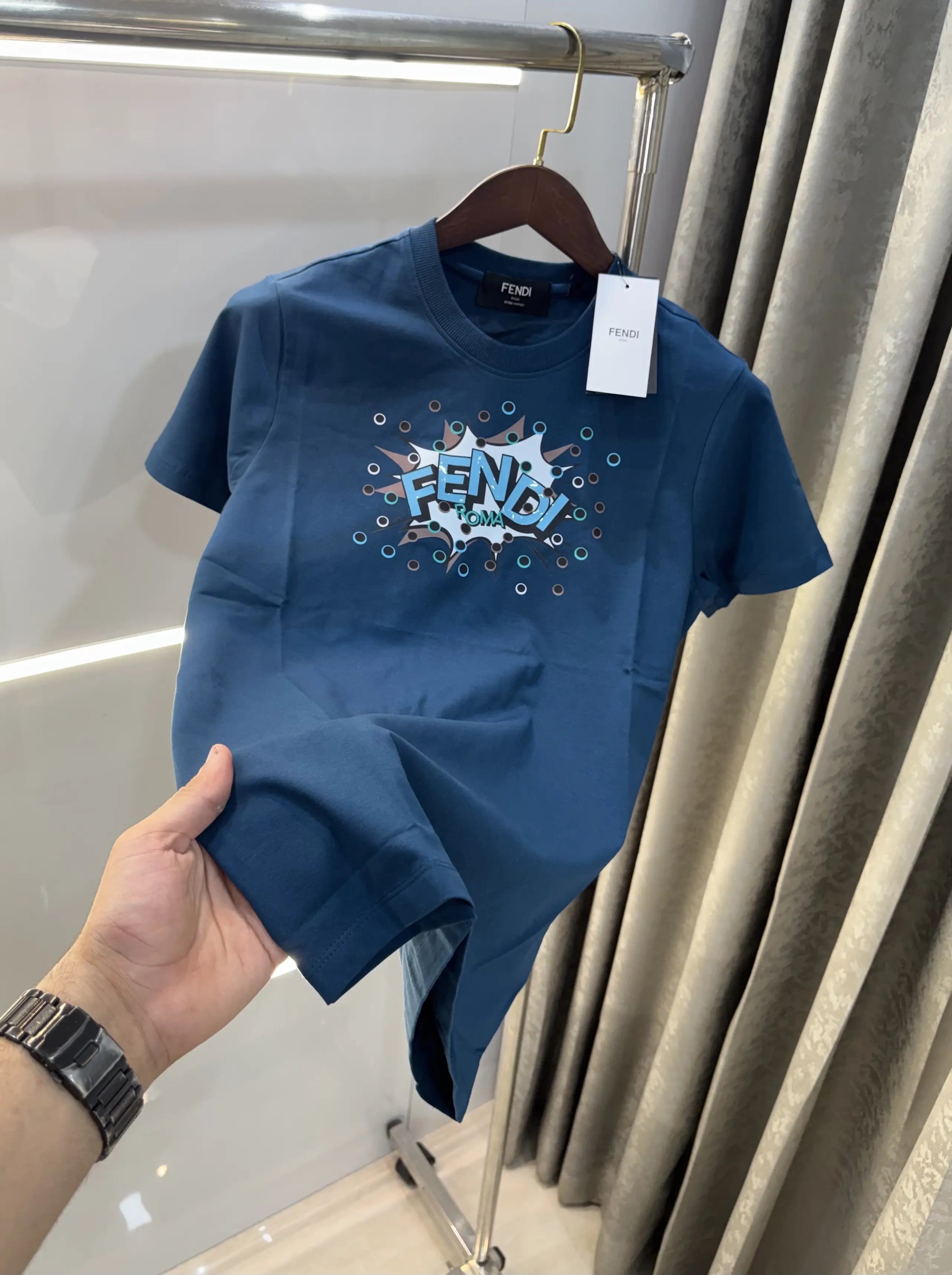 Fendi Petrol Blue Premium Classic T-Shirt Main image