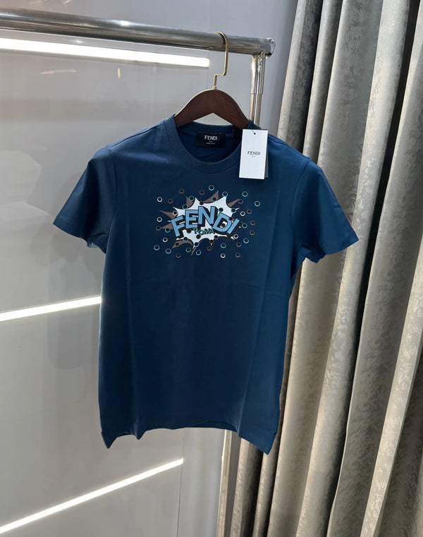 Fendi Petrol Blue Premium Classic T-Shirt