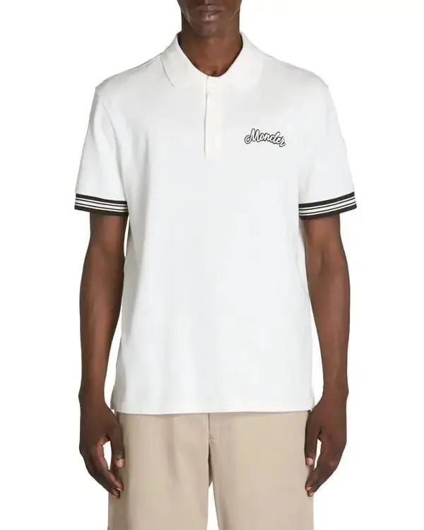 Moncler White Logo Work Premium Polo T-shirt