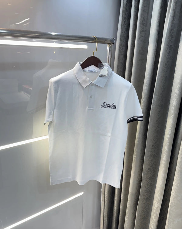 Moncler White Logo Work Premium Polo T-shirt