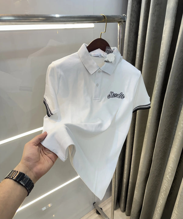 Moncler White Logo Work Premium Polo T-shirt