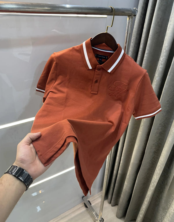 Tomm y Hilfige r Brown Premium Polo T-shirt