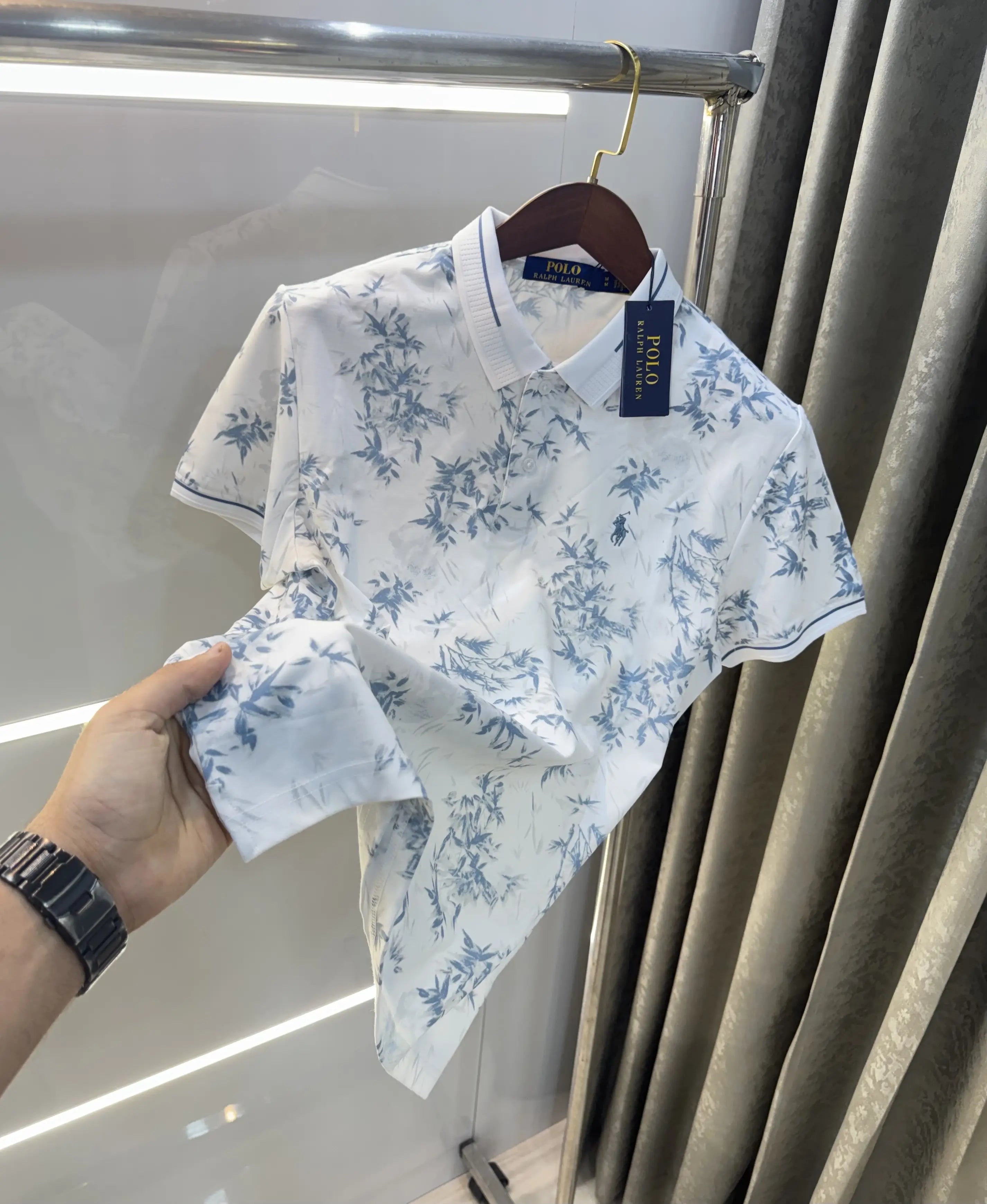 Ralph Lauren Blue Floral Imported Polo T-shirt