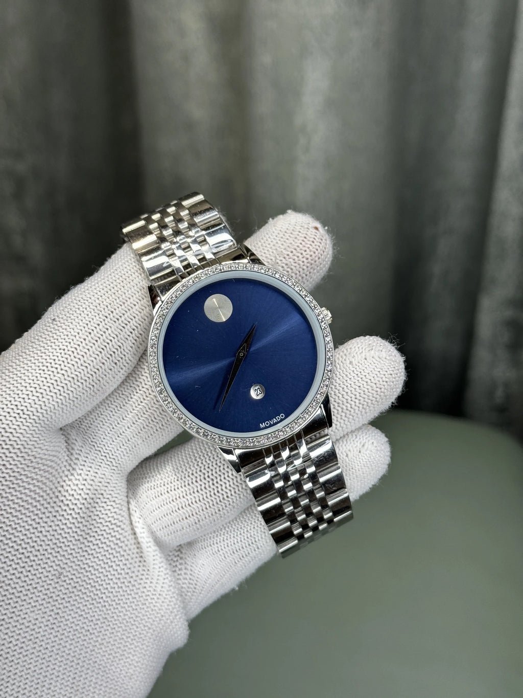Movado Museum Classic Blue Diamond Premium Watch