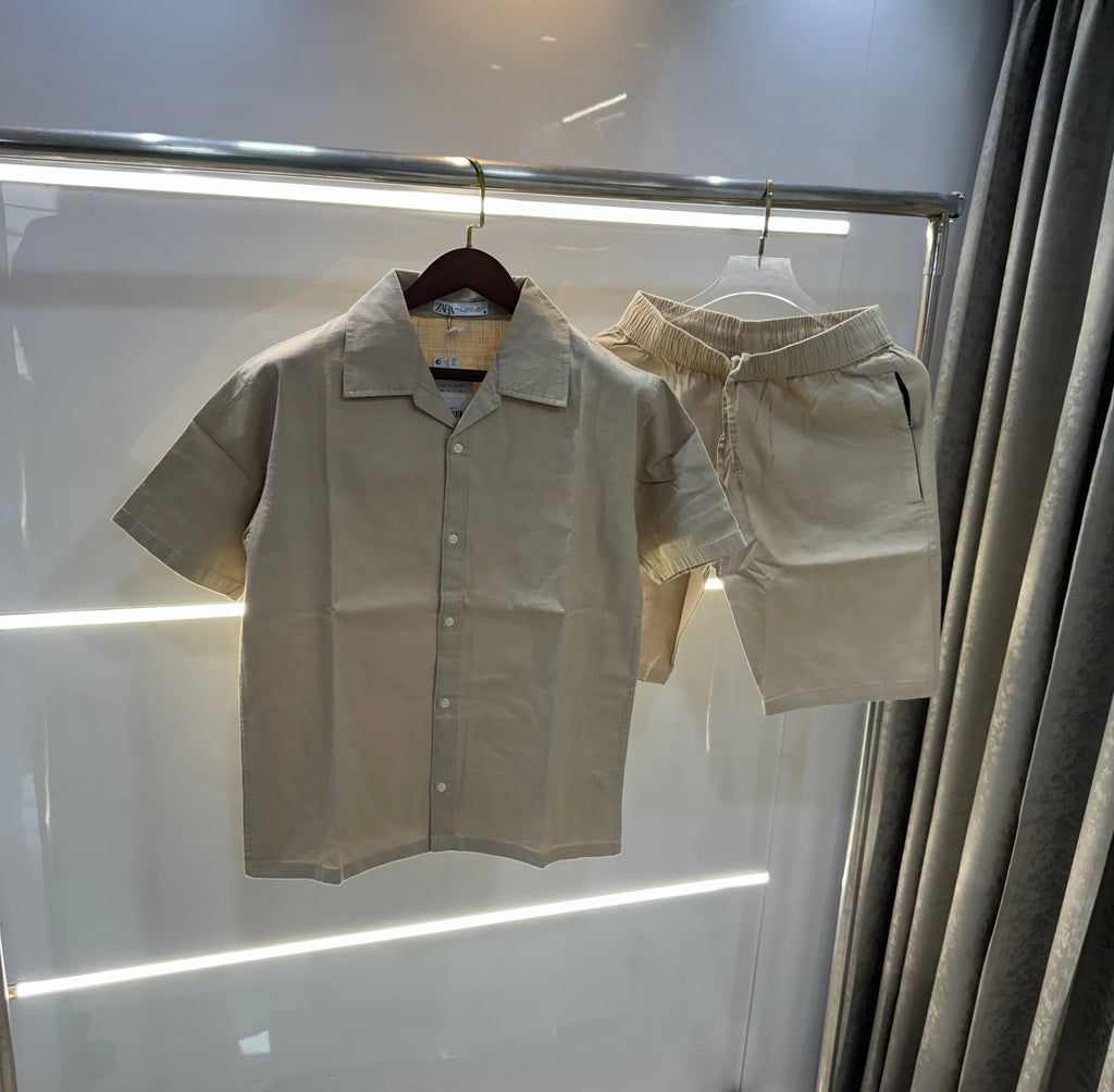 Zara Beige Logo Work Premium Cord Set